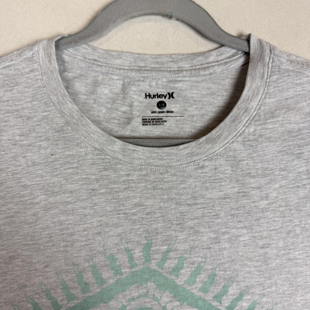 Hurley Shirt Mens Large Gray Surf Sunburst Graphic Tee Tagless Cotton‎ Blend - Picture 5 of 13